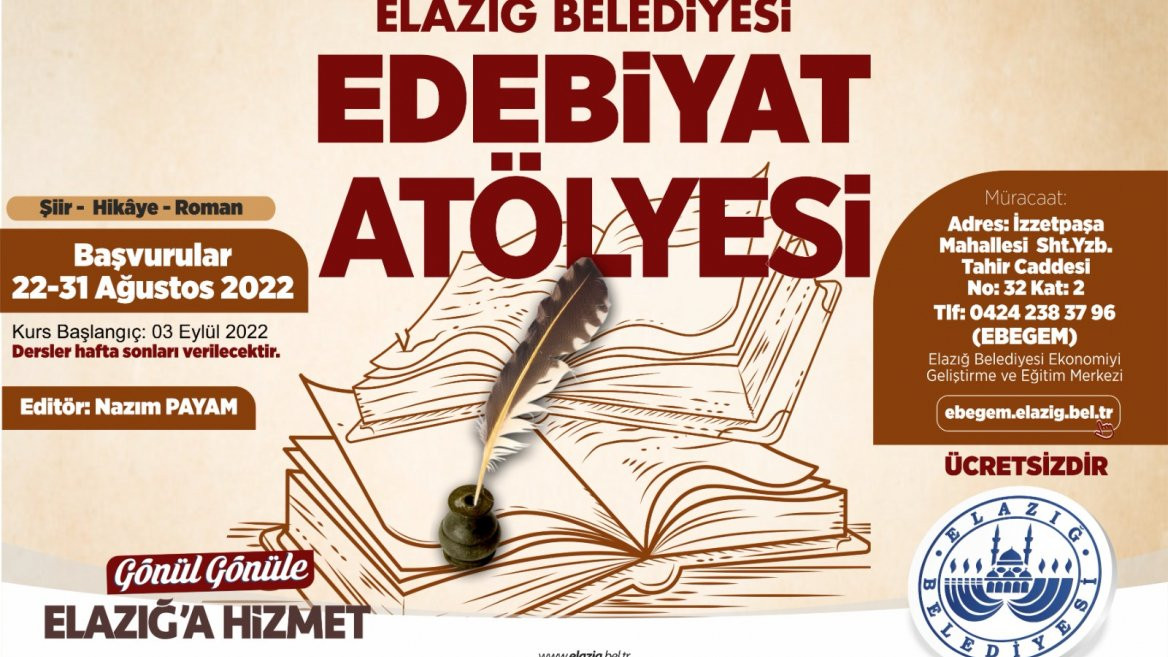 Elazığ Belediyesi 'Eedebiyat Atölyesi' Başvuruları Başlıyor