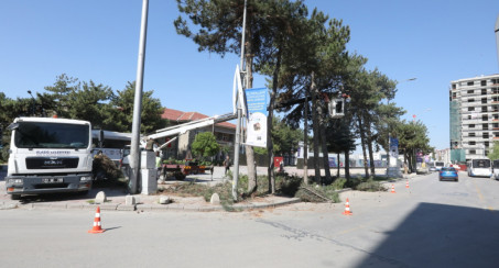 Elazığ Belediyesi Kent Meydanı Çalışma Sahasındaki Ağaçları Taşıyacak