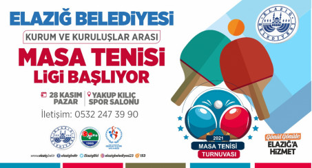 Elazığ Belediyesi, Kurum ve Kuruluşlar Arası Masa Tenisi Turnuvası Düzenleyecek