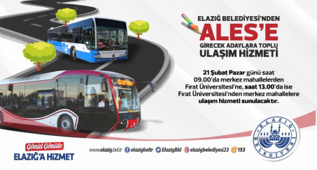 Elazığ Belediyesi'nden ALES'e Girecek Adaylara Toplu Ulaşım Hizmeti