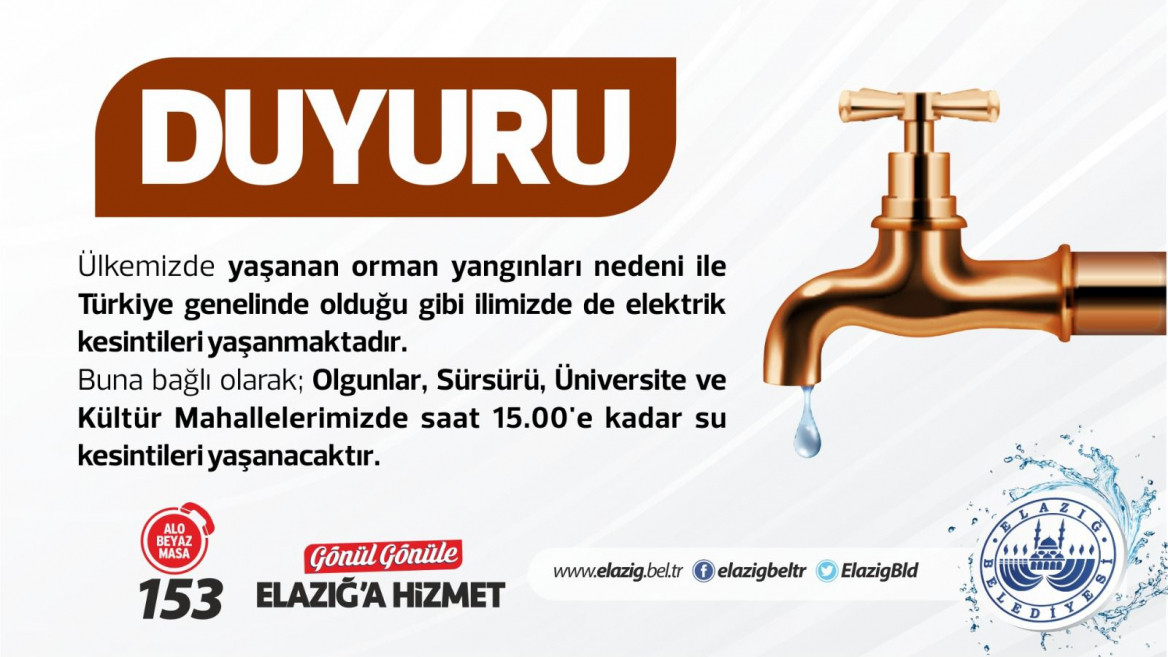 Elazığ Belediyesi'nden Duyuru