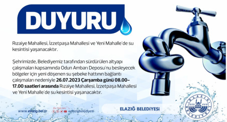 Elazığ Belediyesi'nden Duyuru