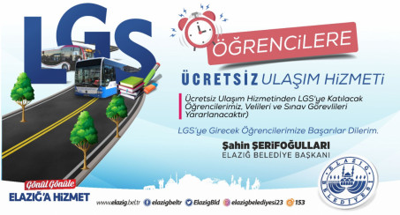 Elazığ Belediyesi'nden LGS'ye Girecek Öğrencilere Ücretsiz Ulaşım Hizmeti