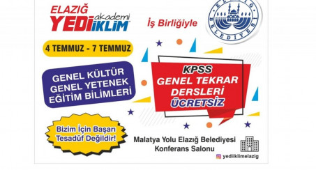 Elazığ Belediyesi'nden Memur ve Öğretmen Adaylarına Ücretsiz KPSS Tekrar Dersleri