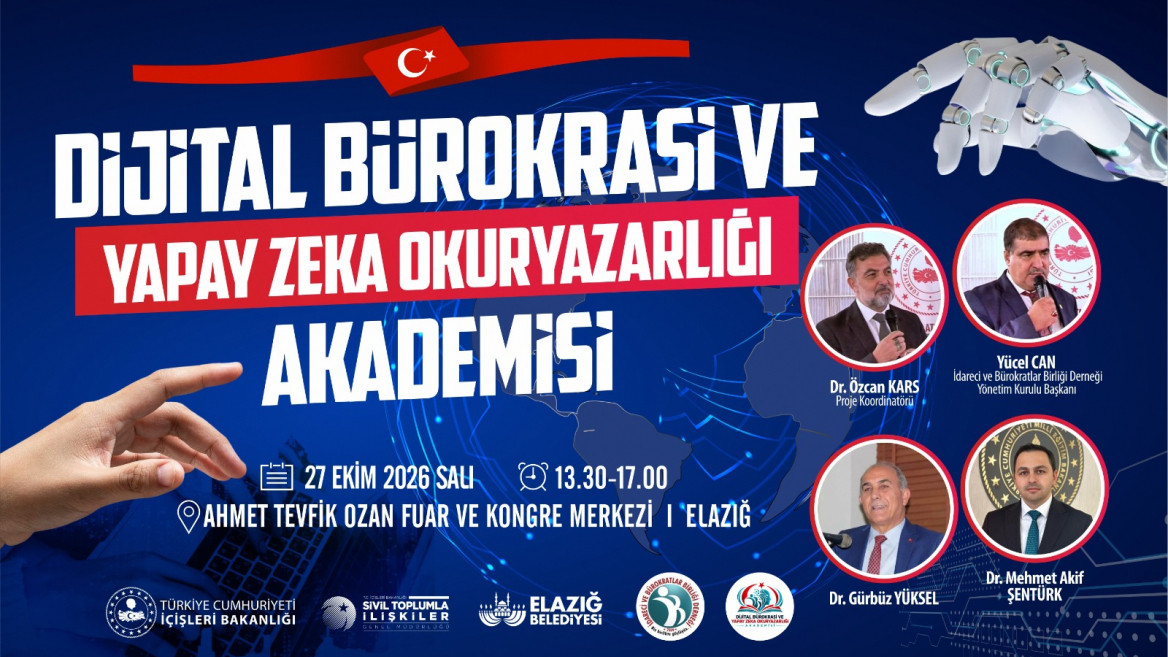 Elazığ Belediyesi'nin Ev Sahipliğinde 'Dijital Bürokrasi ve Yapay Zeka Okuryazarlığı Akademisi' Düzenlenecek