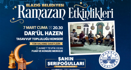Elazığ Belediyesi Ramazan Etkinliklerinde Dar'ül Hazen Ekibi Sahne Alacak