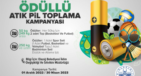 Elazığ Belediyesi Tarafından Okullar Arası 'Ödüllü Atık Pil Toplama Kampanyası' Düzenleniyor