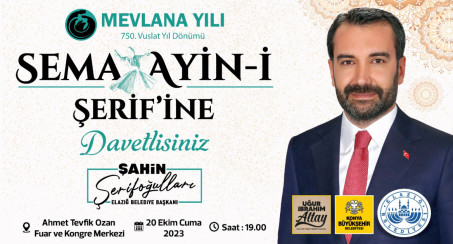 Elazığ Belediyesi, Vuslatın 750. Seneidevriyesinde Mevlana'yı Anma Programı Düzenleyecek