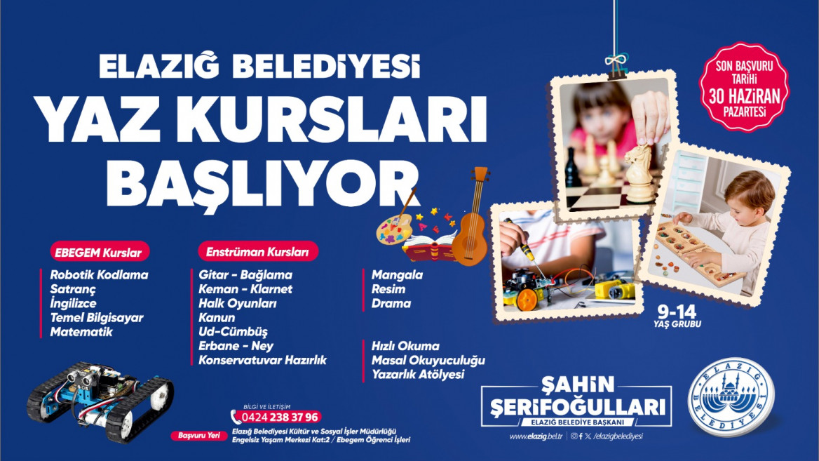 Elazığ Belediyesi Yaz Kursları Başlıyor