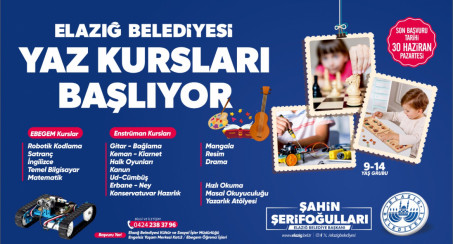 Elazığ Belediyesi Yaz Kursları Başlıyor