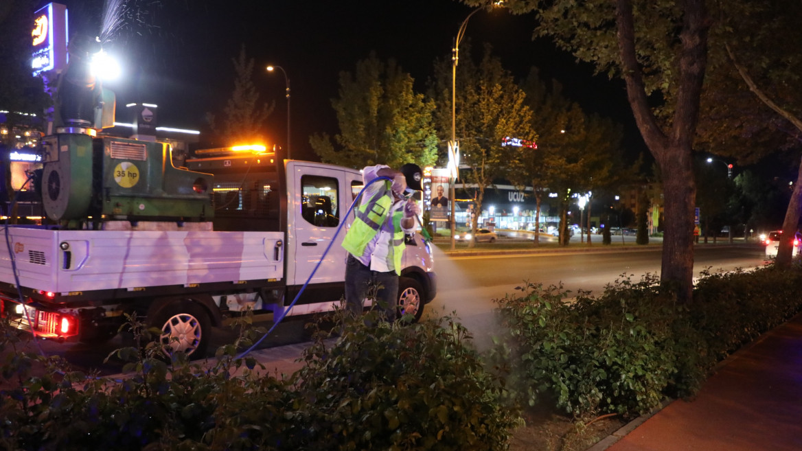 ELAZIĞ BELEDİYESİ YEŞİL ALANLARDA DA İLAÇLAMA ÇALIŞMASI GERÇEKLEŞTİRİYOR