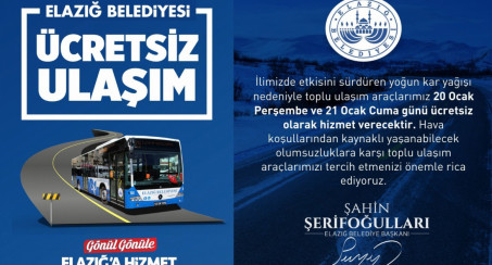 Elazığ'da Toplu Ulaşım Hizmetleri Ücretsiz