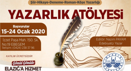 ELAZIĞ BELEDİYESİ YAZARLIK ATÖLYESİ İÇİN BAŞVURU SÜRESİ DOLUYOR