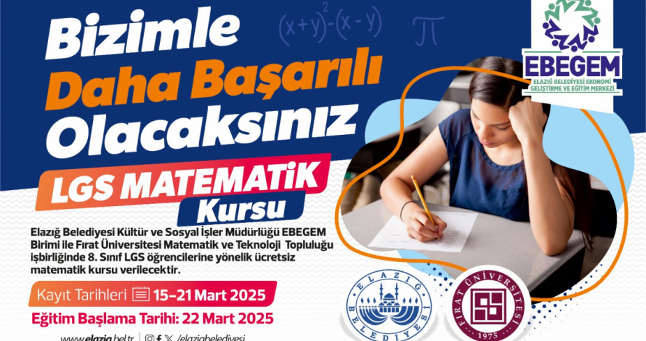 Elazığ Belediyesi’nden LGS’ye Hazırlanan Öğrencilere Ücretsiz Matematik Kursu