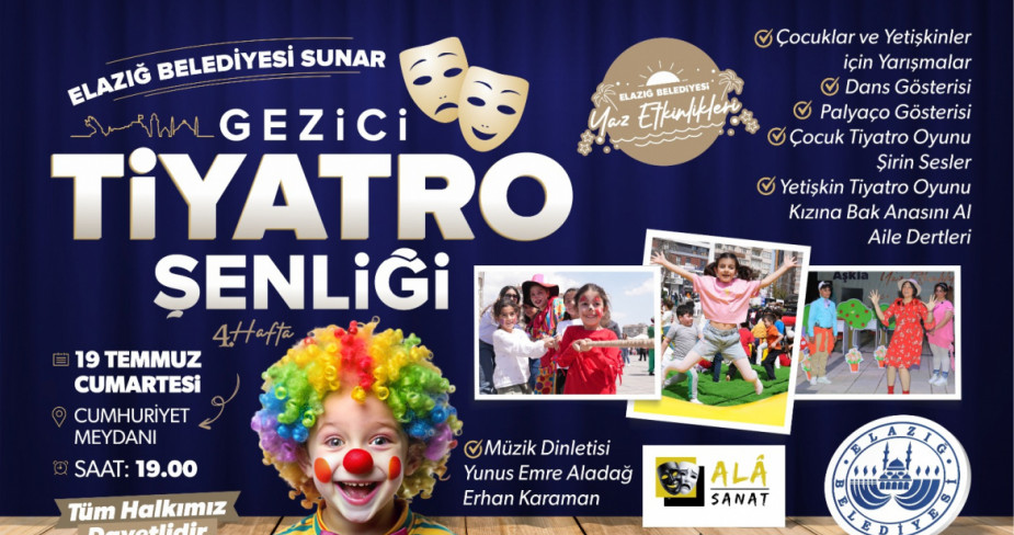 Gezici Tiyatro Şenliği Gösterileri ve Kadın Kürsübaşı Konseri Düzenlenecek